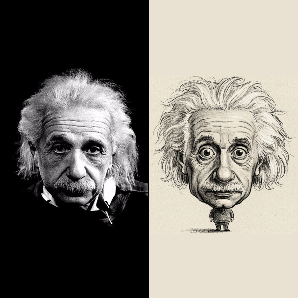 Full body exaggerated caricature portrait