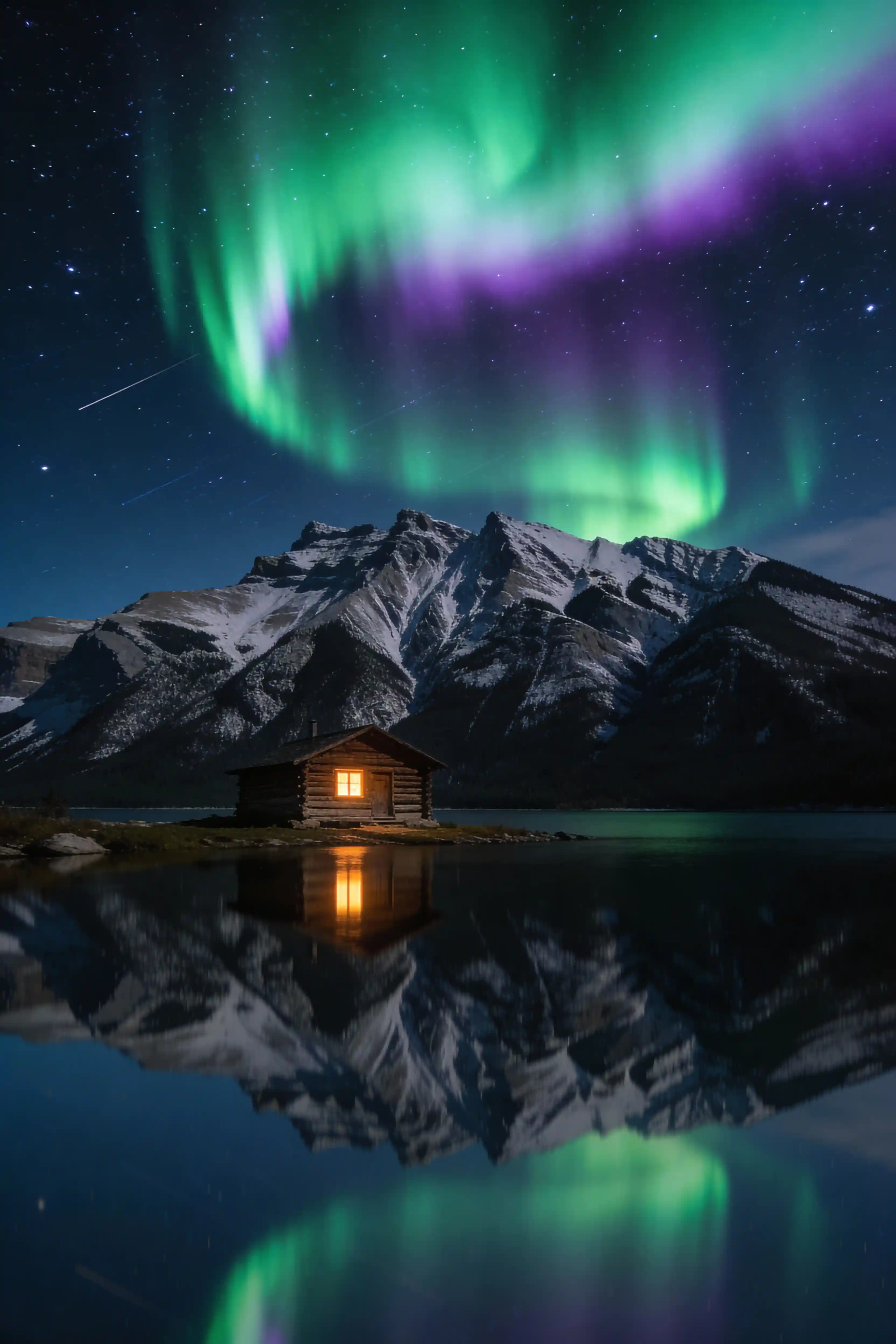 Aurora Borealis Lake Reflection prompt example made with Grok Imagine