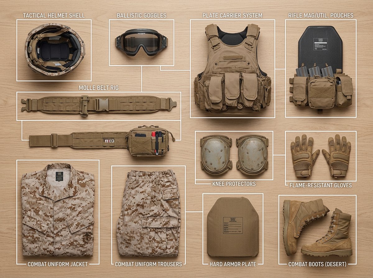 E-commerce Main Image - Knolling Style Flat-Lay Prompt with Labeled Disassembled Parts prompt example made with Nano Banana Pro