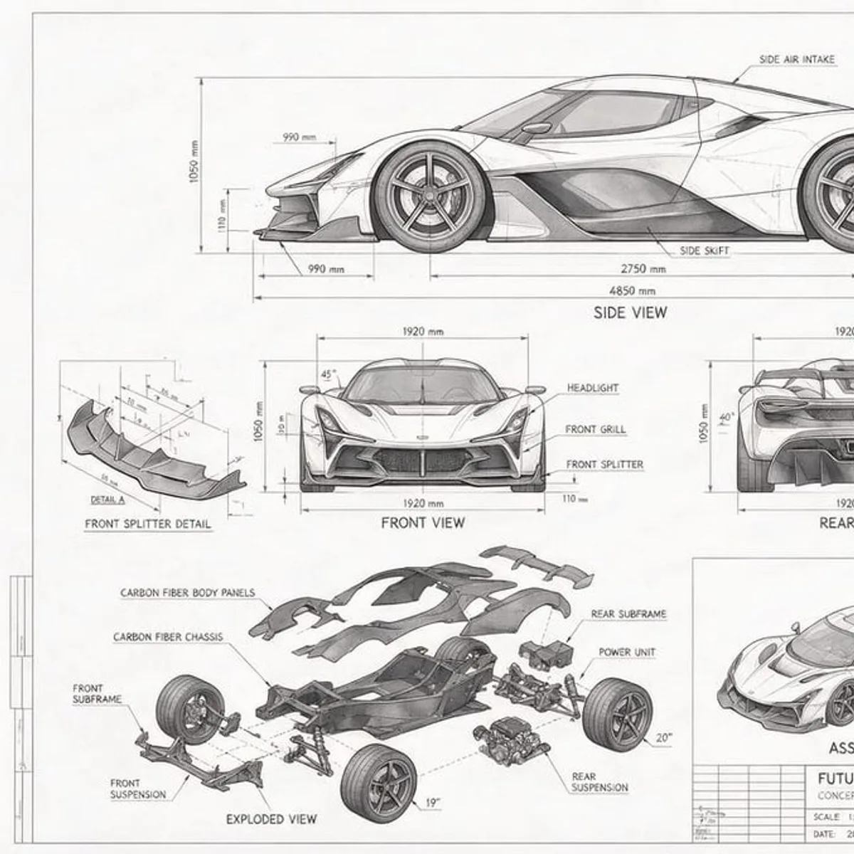 Seedream 5.0 Pro technical diagram and blueprint example